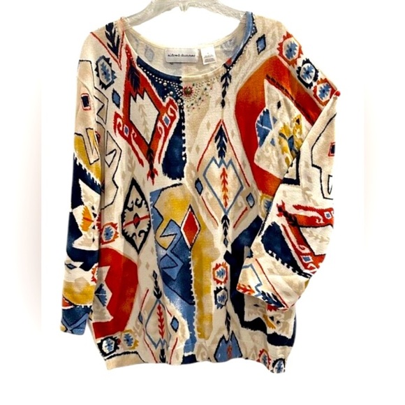 ALFRED DUNNER  Colorful southwestern 🌻Geometric Patterned Sweater - Picture 9 of 10